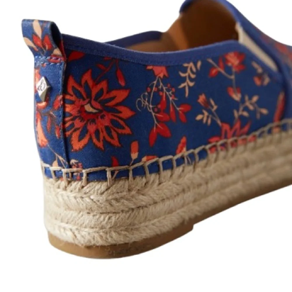 Sam Edelman Blue and Red Floral  Corrin Espadrilles